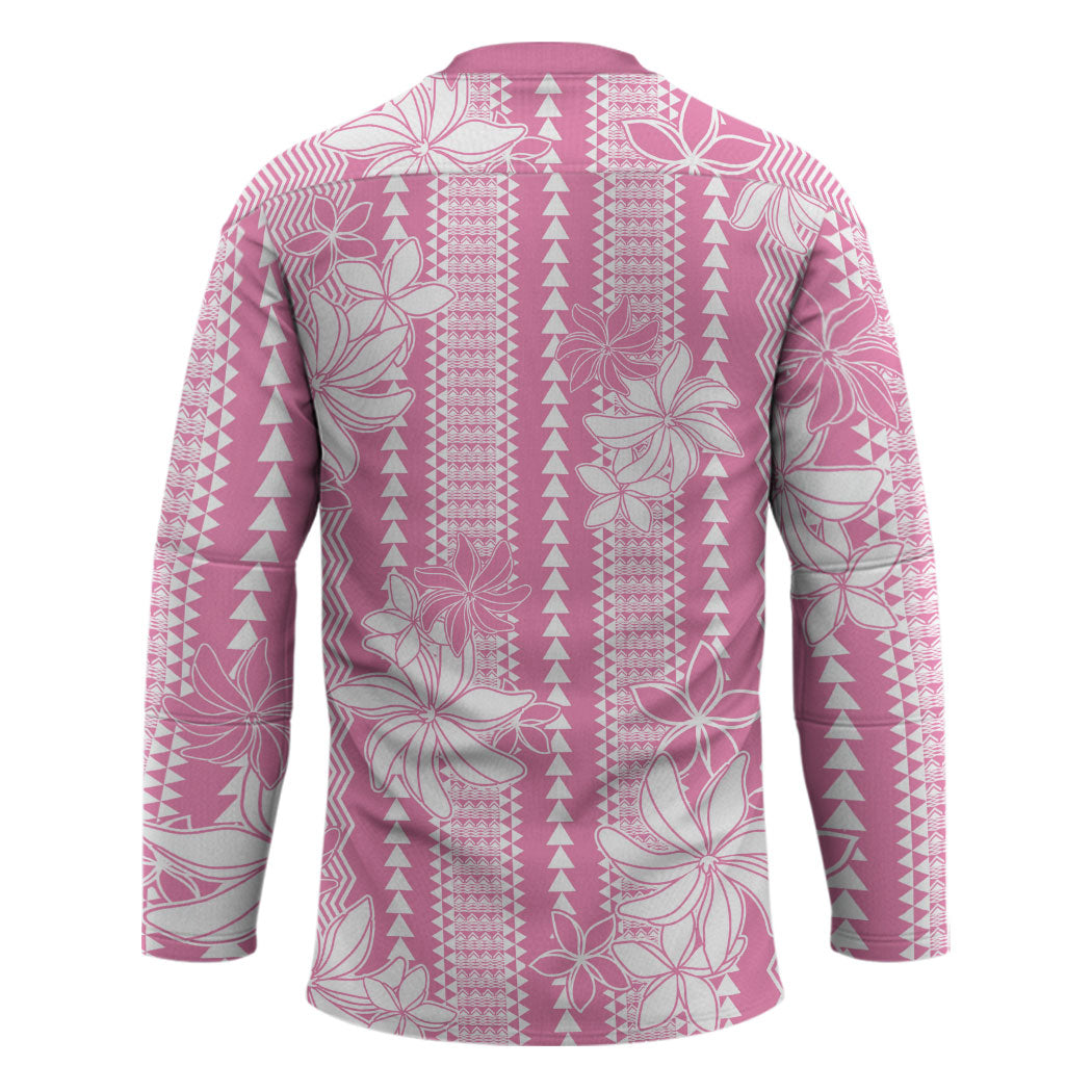 Hawaii Kakau Tribal Hockey Jersey With Pink Tiare