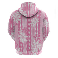 Hawaii Kakau Tribal Hoodie With Pink Tiare