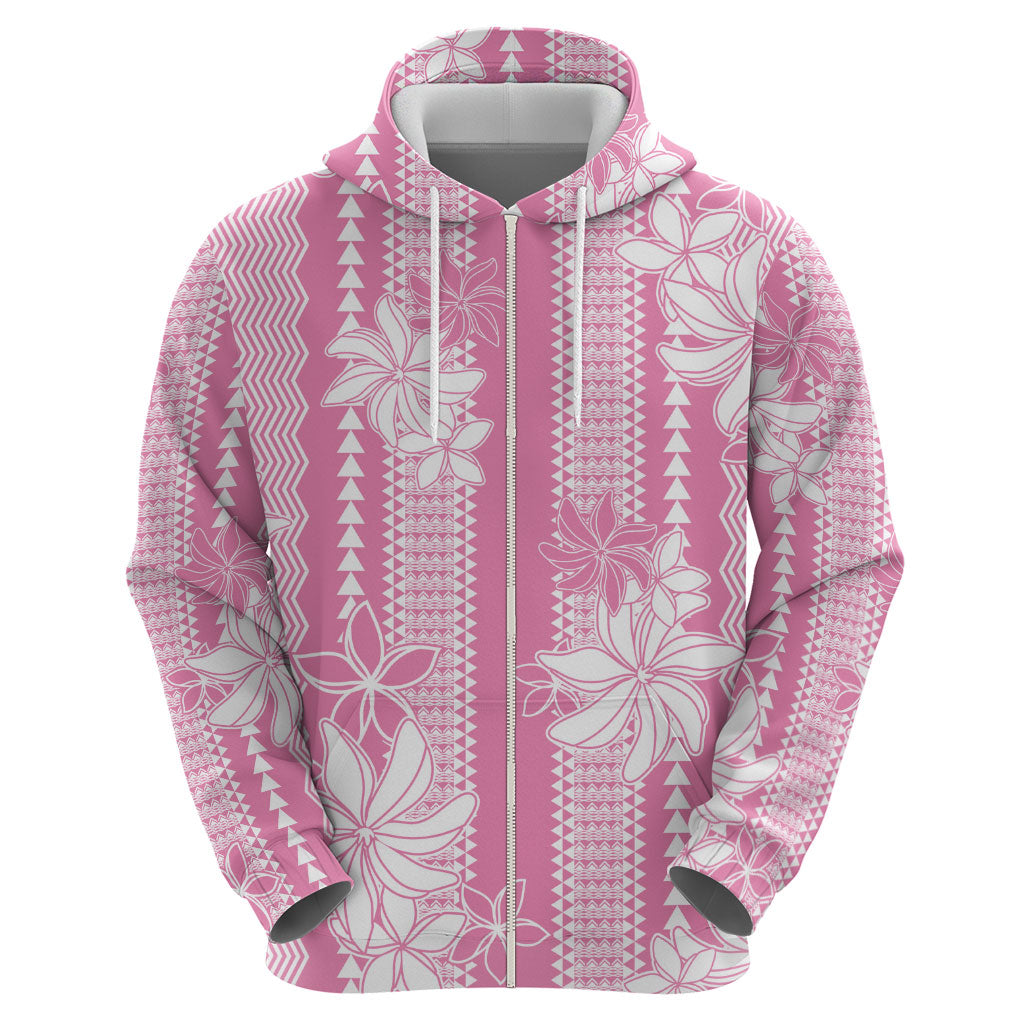 Hawaii Kakau Tribal Hoodie With Pink Tiare
