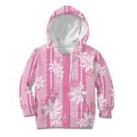 Hawaii Kakau Tribal Kid Hoodie With Pink Tiare