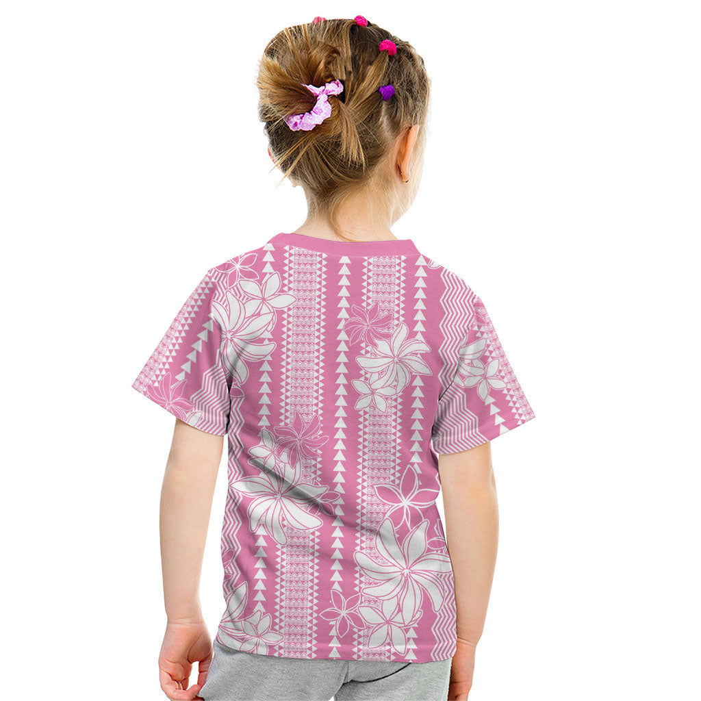 Hawaii Kakau Tribal Kid T Shirt With Pink Tiare