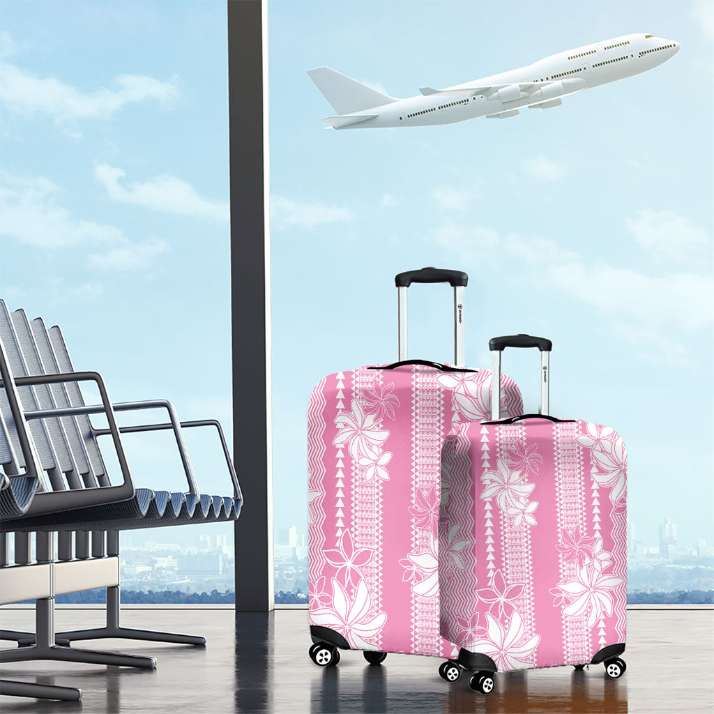 Hawaii Kakau Tribal Luggage Cover With Pink Tiare