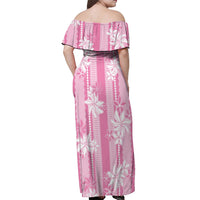 Hawaii Kakau Tribal Off Shoulder Maxi Dress With Pink Tiare