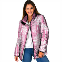 Hawaii Kakau Tribal Padded Jacket With Pink Tiare