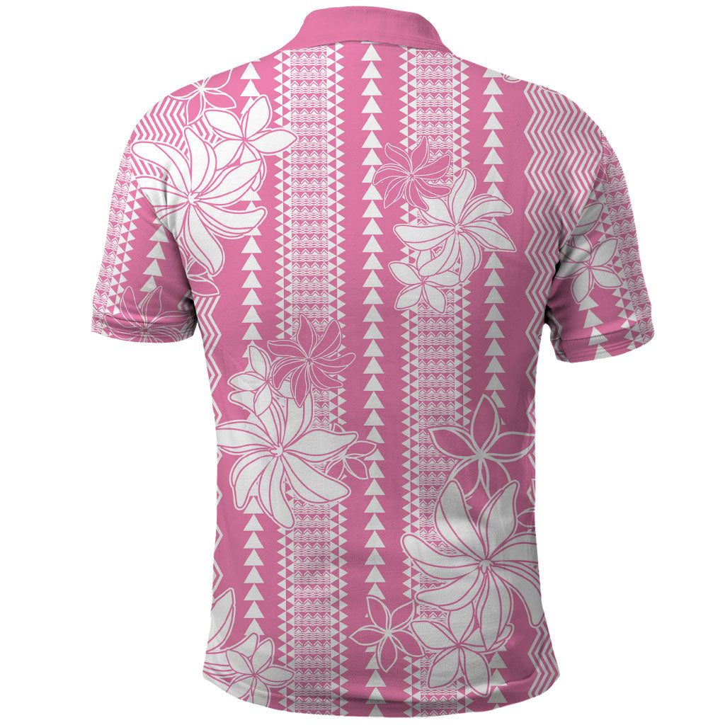 Hawaii Kakau Tribal Polo Shirt With Pink Tiare