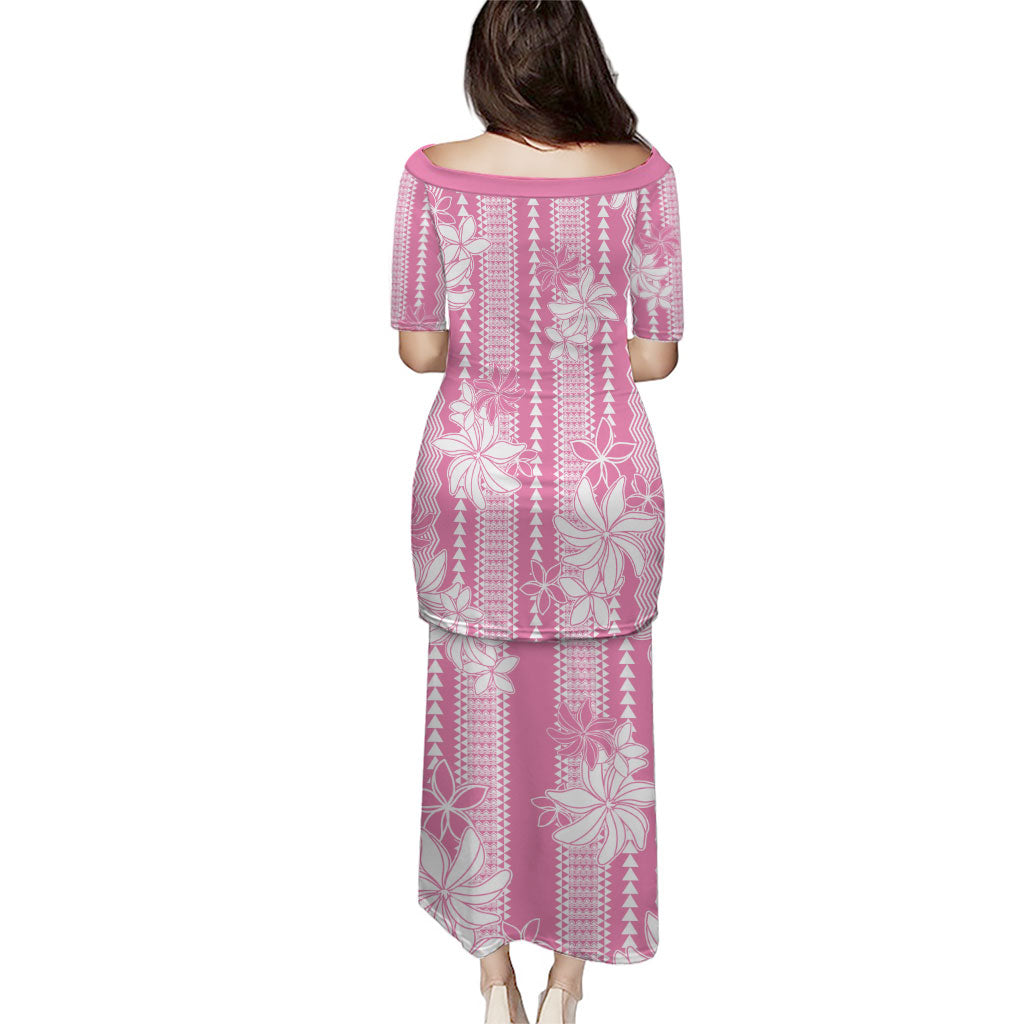 Hawaii Kakau Tribal Puletasi With Pink Tiare