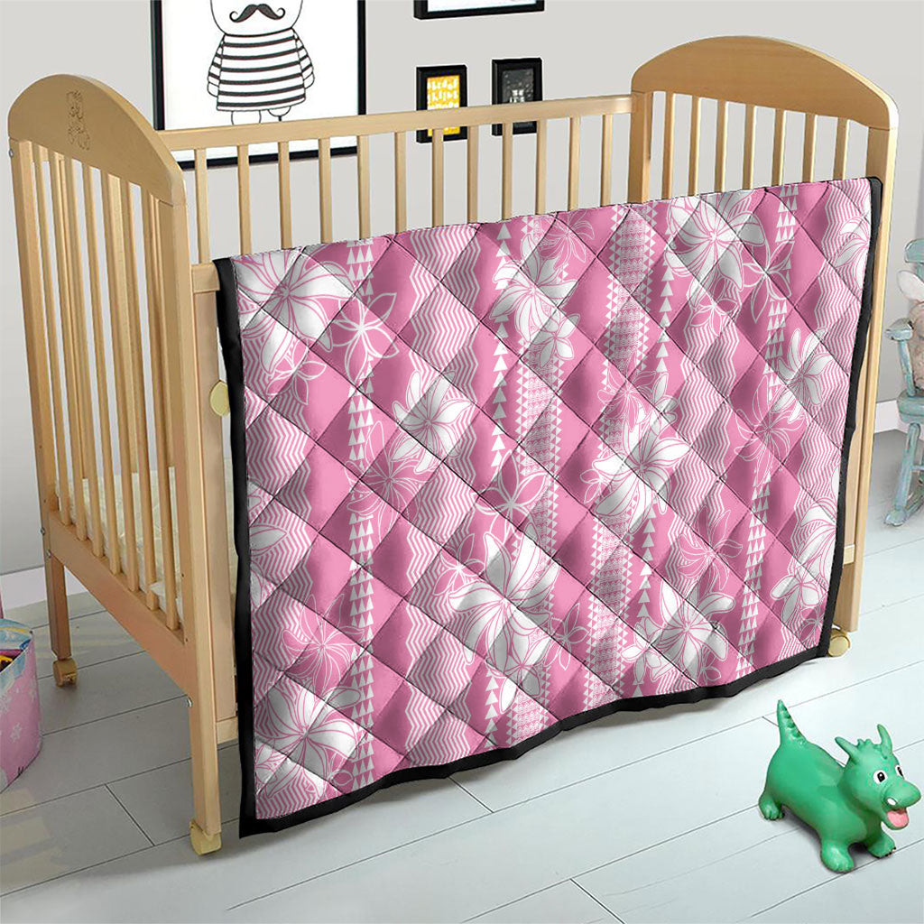 Hawaii Kakau Tribal Quilt With Pink Tiare