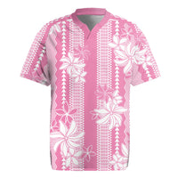 Hawaii Kakau Tribal Rugby Jersey With Pink Tiare