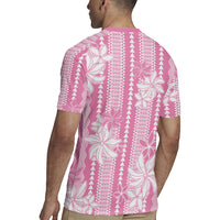 Hawaii Kakau Tribal Rugby Jersey With Pink Tiare