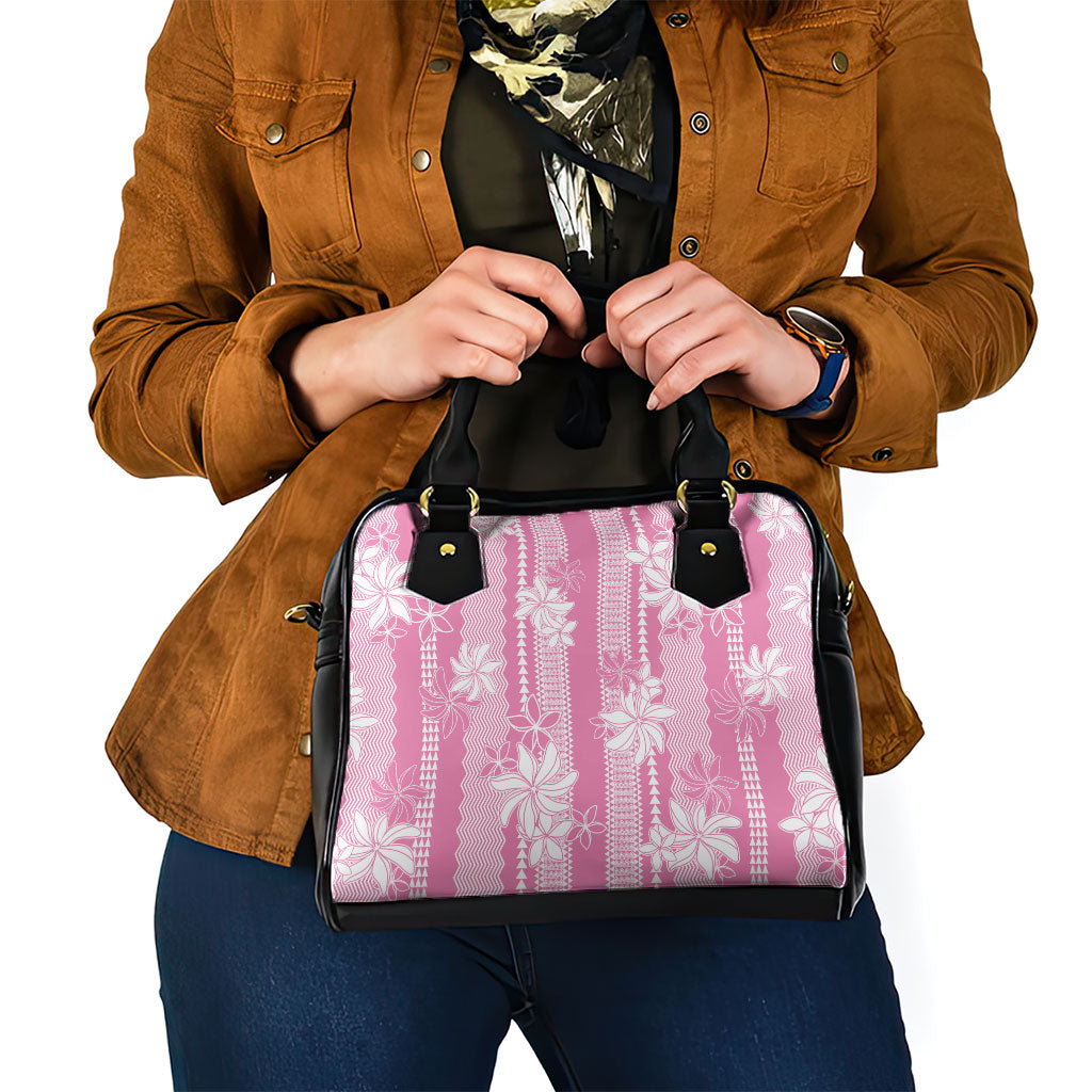 Hawaii Kakau Tribal Shoulder Handbag With Pink Tiare