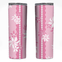 Hawaii Kakau Tribal Skinny Tumbler With Pink Tiare