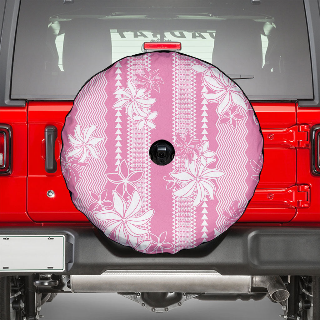 Hawaii Kakau Tribal Spare Tire Cover With Pink Tiare