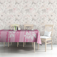 Hawaii Kakau Tribal Tablecloth With Pink Tiare