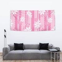 Hawaii Kakau Tribal Tapestry With Pink Tiare
