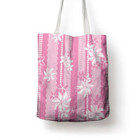 Hawaii Kakau Tribal Tote Bag With Pink Tiare