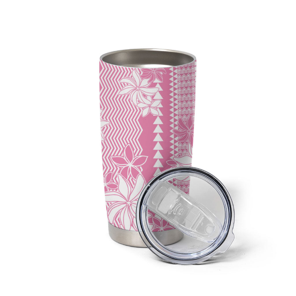 Hawaii Kakau Tribal Tumbler Cup With Pink Tiare