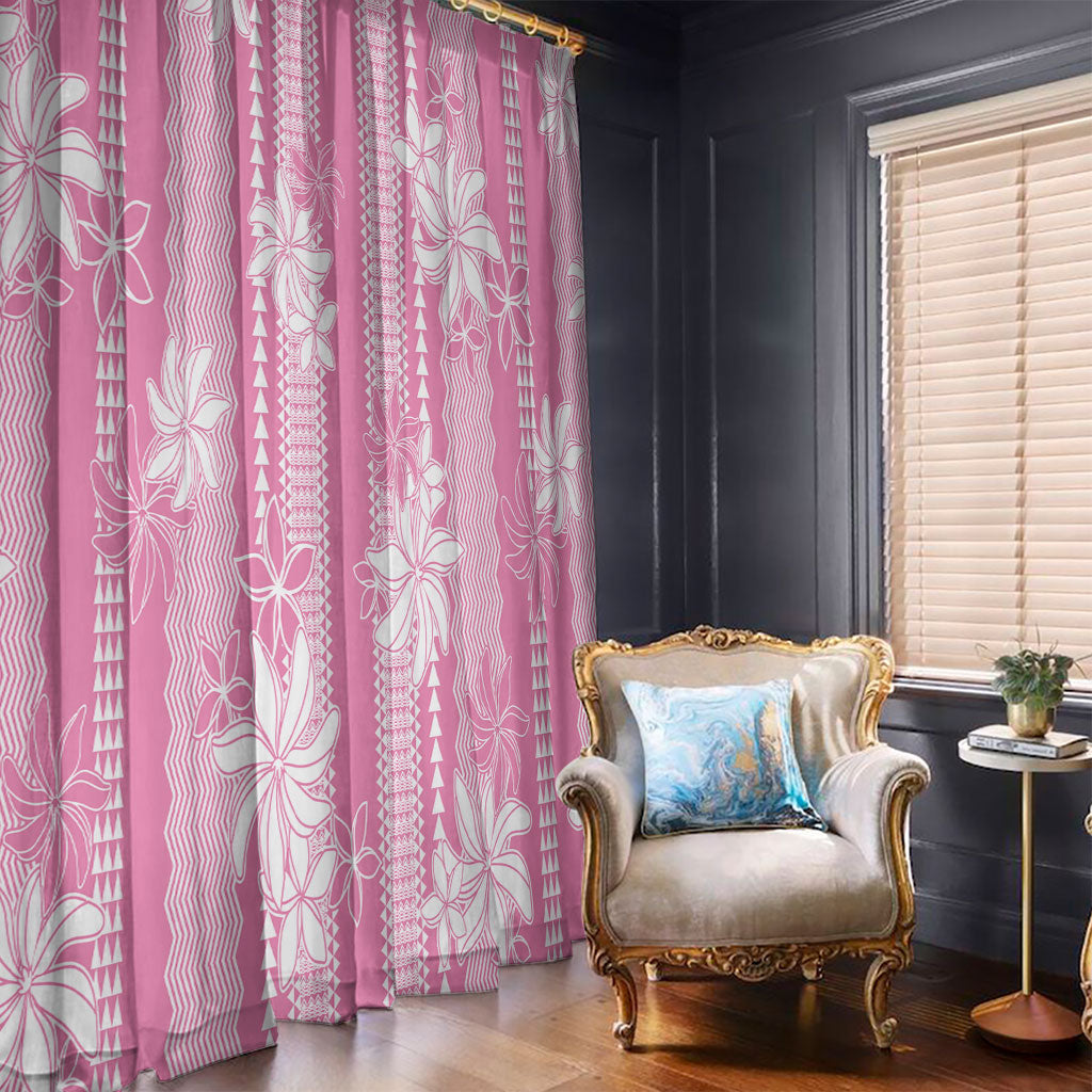 Hawaii Kakau Tribal Window Curtain With Pink Tiare