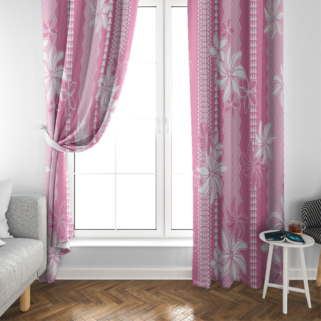 Hawaii Kakau Tribal Window Curtain With Pink Tiare