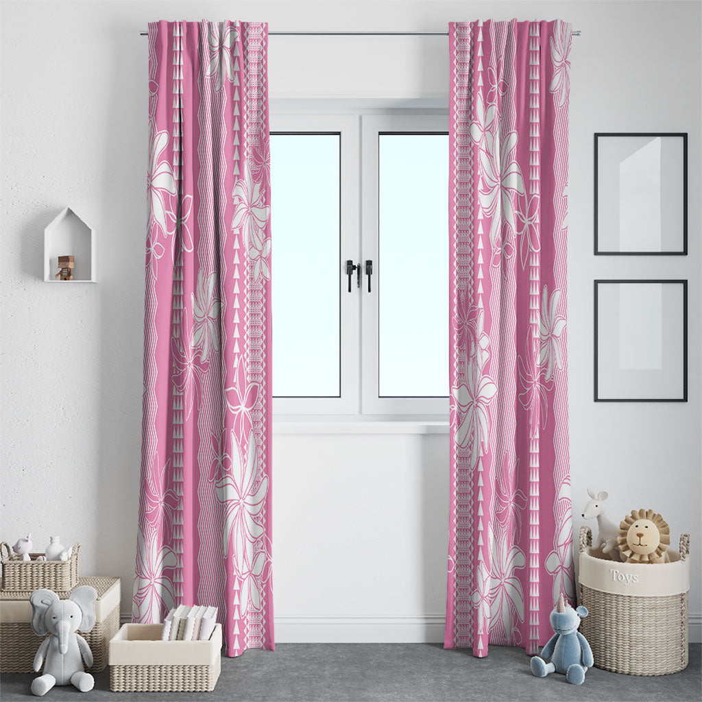 Hawaii Kakau Tribal Window Curtain With Pink Tiare