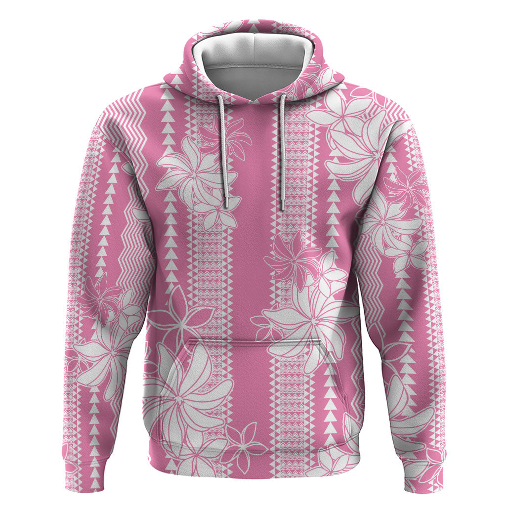Hawaii Kakau Tribal Zip Hoodie With Pink Tiare