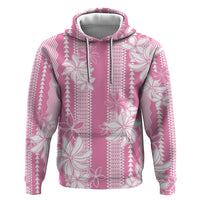 Hawaii Kakau Tribal Zip Hoodie With Pink Tiare