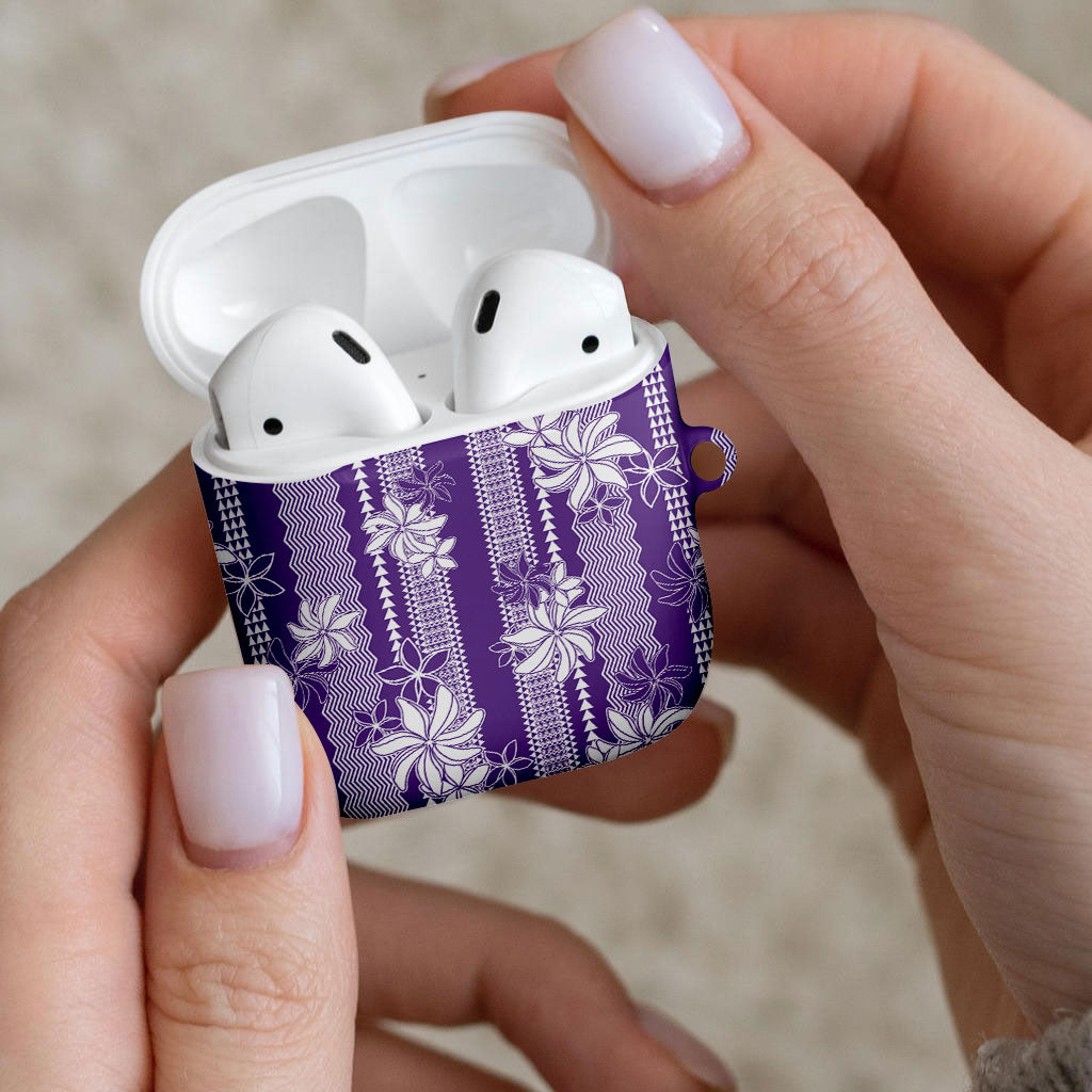 Hawaii Kakau Tribal AirPods Case With Purple Tiare