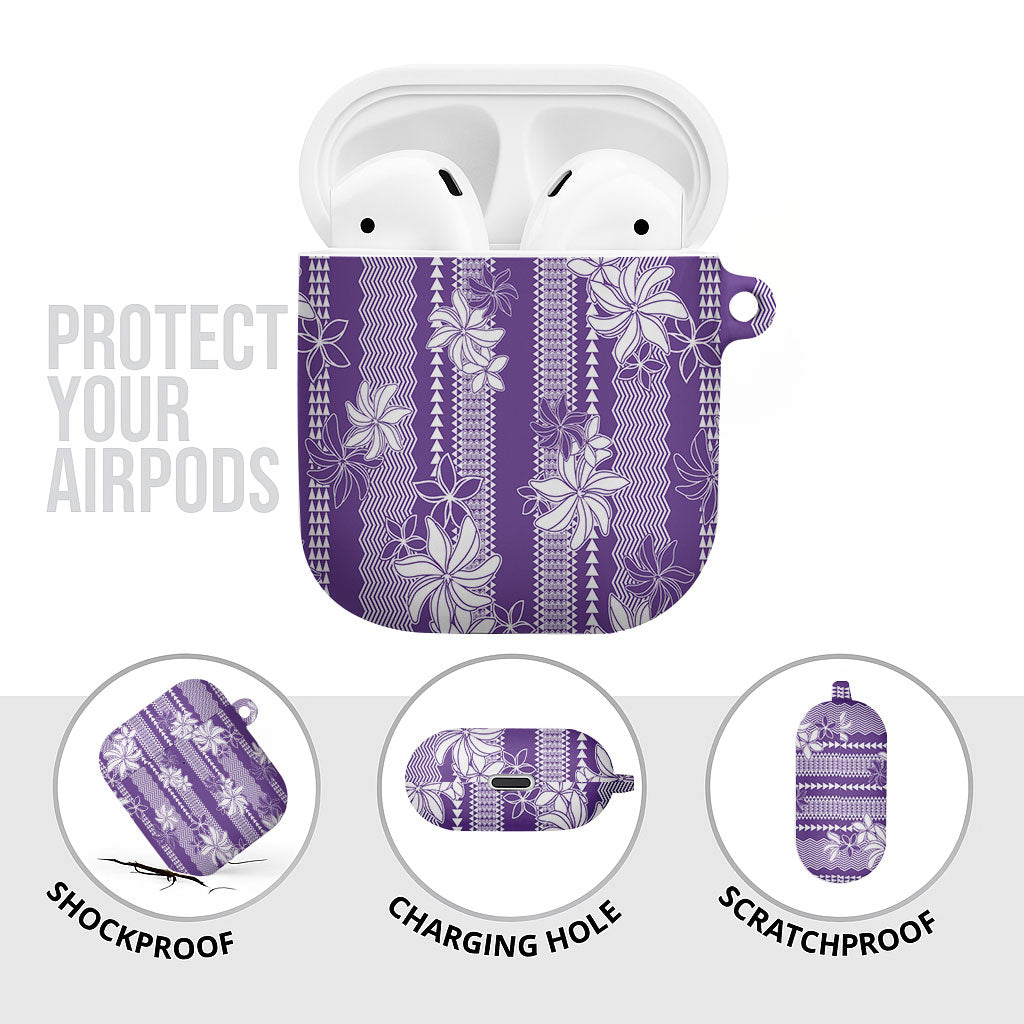 Hawaii Kakau Tribal AirPods Case With Purple Tiare