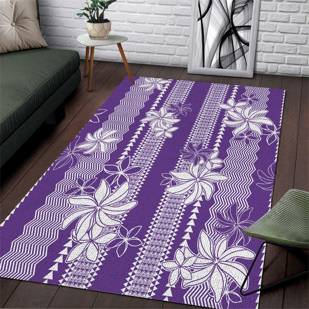 Hawaii Kakau Tribal Area Rug With Purple Tiare