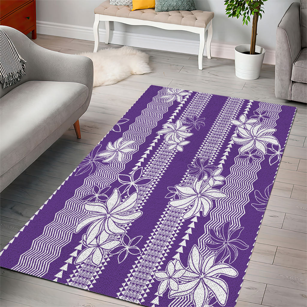 Hawaii Kakau Tribal Area Rug With Purple Tiare