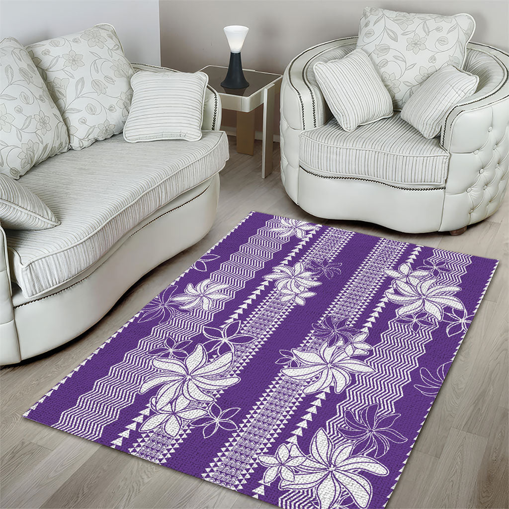 Hawaii Kakau Tribal Area Rug With Purple Tiare