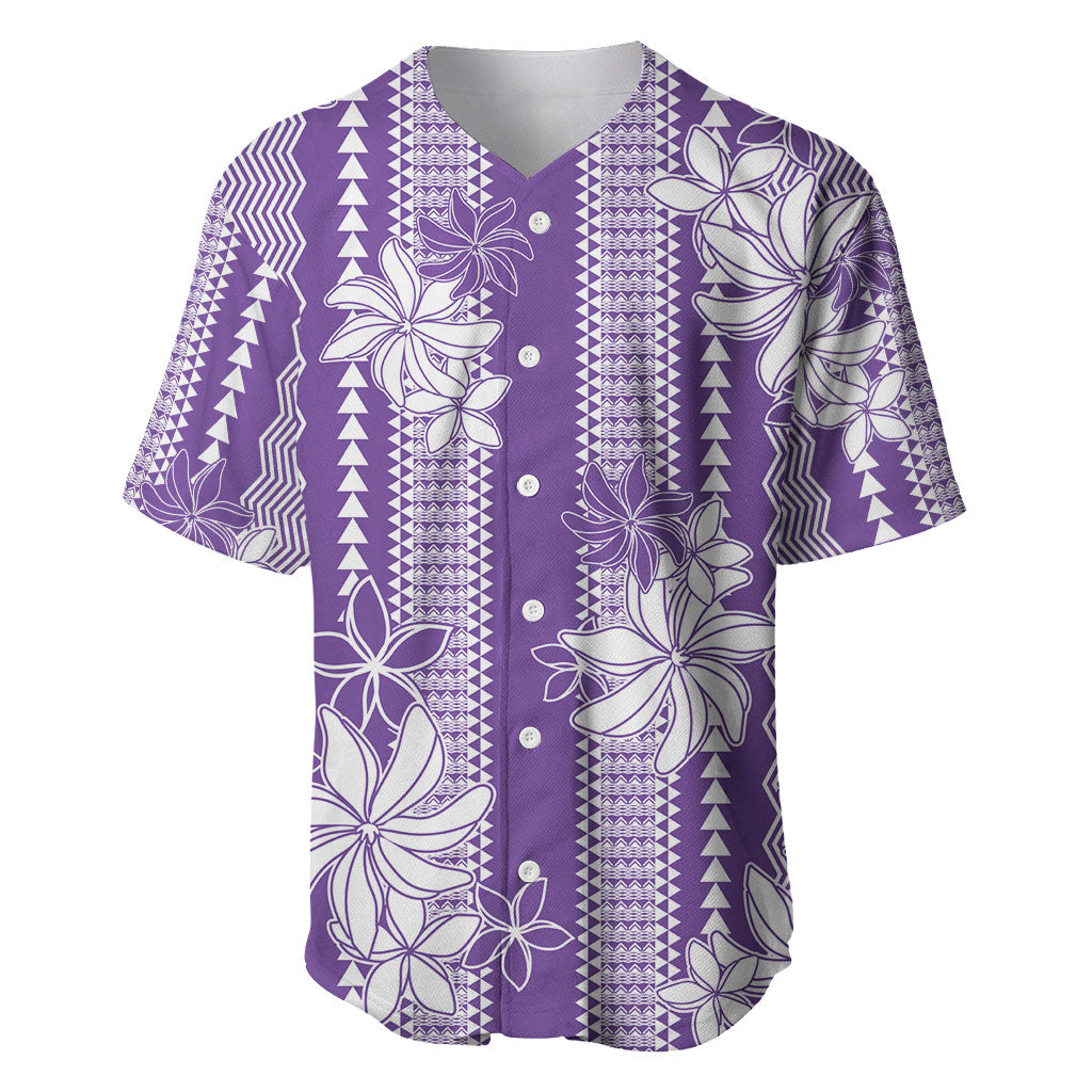 Hawaii Kakau Tribal Baseball Jersey With Purple Tiare LT05 Purple - Polynesian Pride
