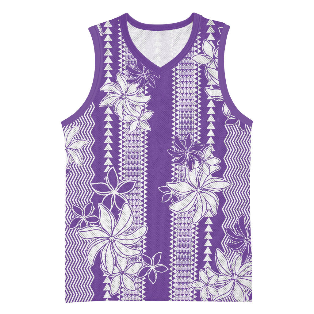 Hawaii Kakau Tribal Basketball Jersey With Purple Tiare LT05 Unisex Purple - Polynesian Pride