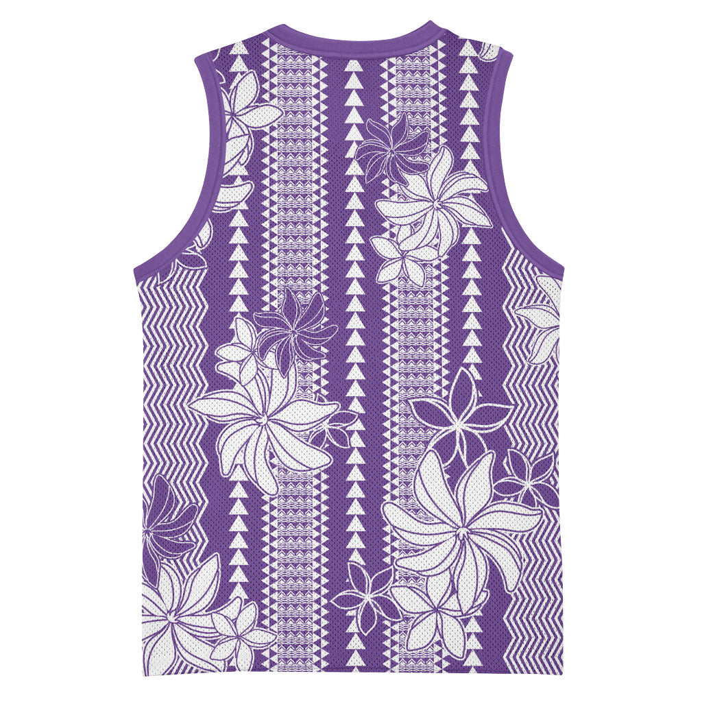 Hawaii Kakau Tribal Basketball Jersey With Purple Tiare