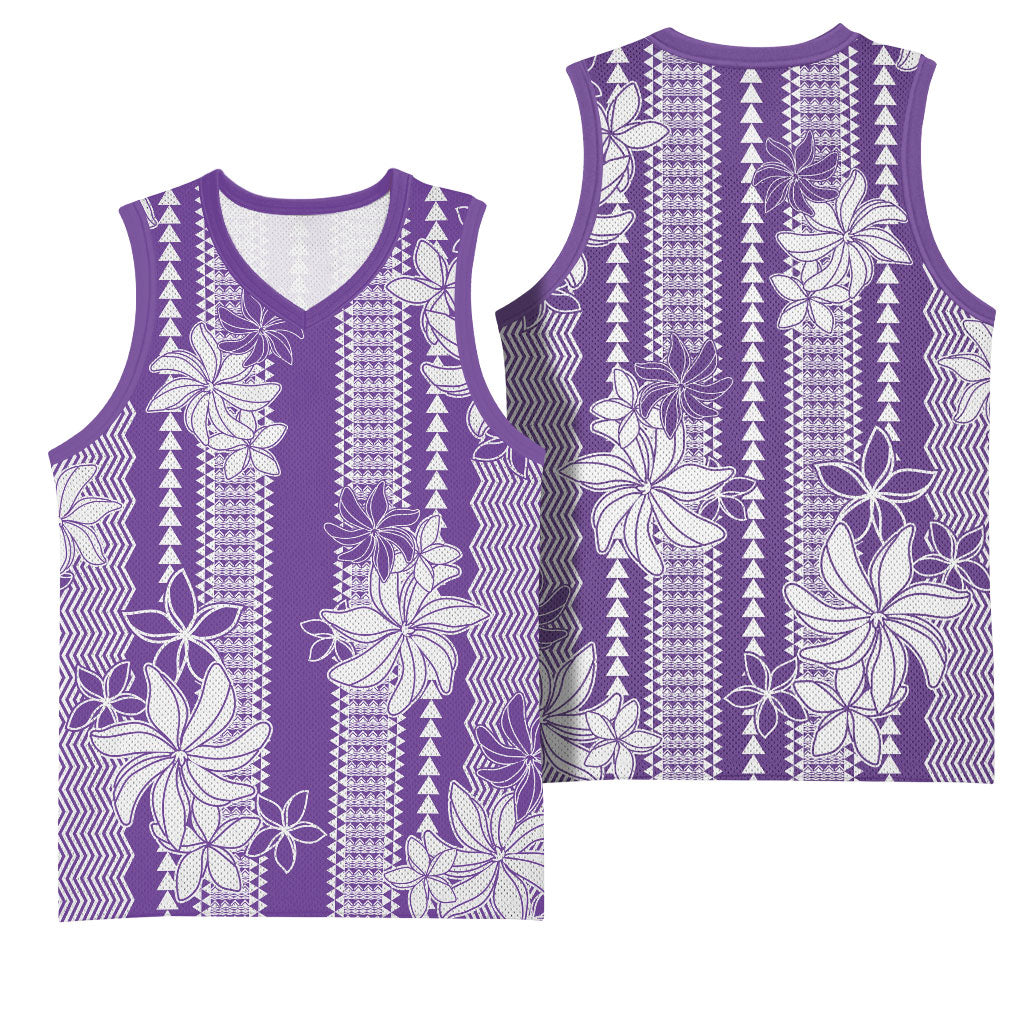 Hawaii Kakau Tribal Basketball Jersey With Purple Tiare
