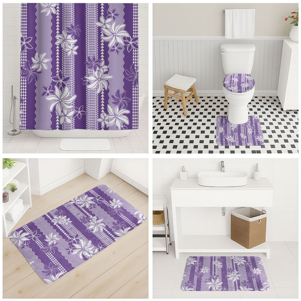 Hawaii Kakau Tribal Bathroom Set With Purple Tiare