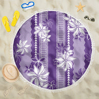 Hawaii Kakau Tribal Beach Blanket With Purple Tiare