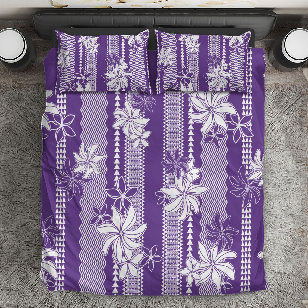 Hawaii Kakau Tribal Bedding Set With Purple Tiare
