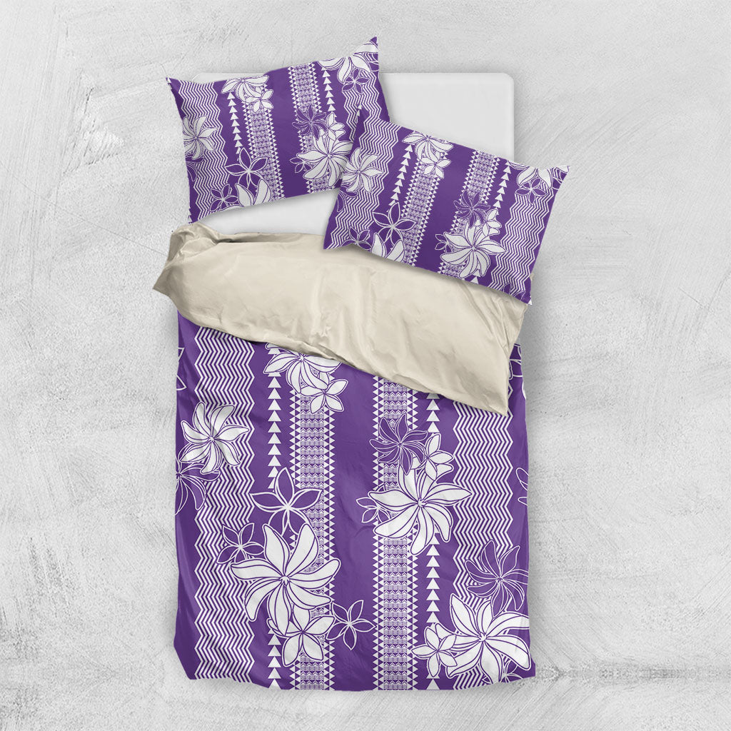 Hawaii Kakau Tribal Bedding Set With Purple Tiare