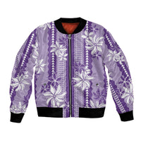 Hawaii Kakau Tribal Bomber Jacket With Purple Tiare