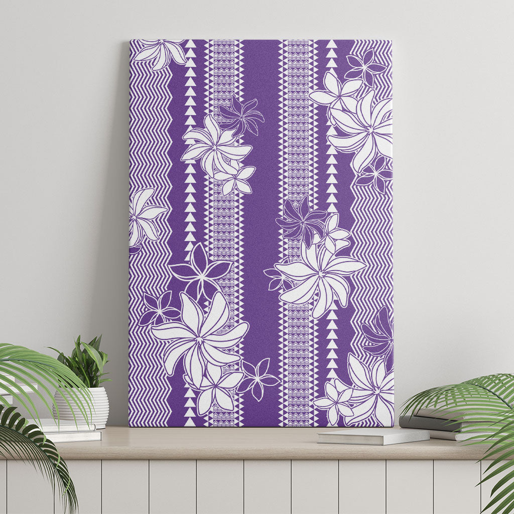 Hawaii Kakau Tribal Canvas Wall Art With Purple Tiare