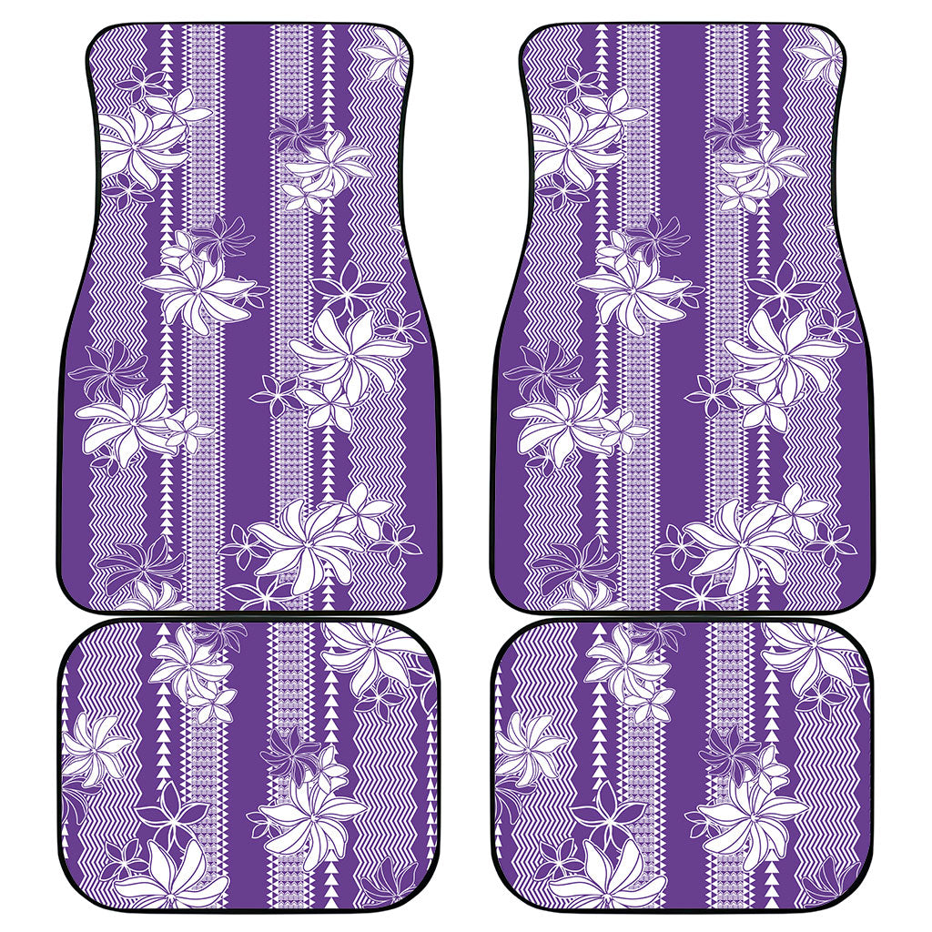 Hawaii Kakau Tribal Car Mats With Purple Tiare