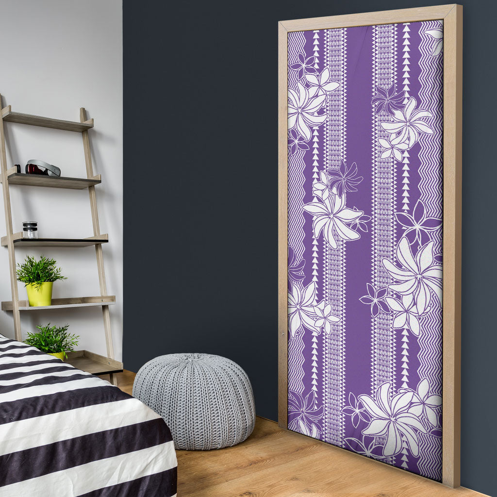 Hawaii Kakau Tribal Door Cover With Purple Tiare