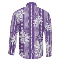 Hawaii Kakau Tribal Family Matching Off Shoulder Maxi Dress and Hawaiian Shirt With Purple Tiare