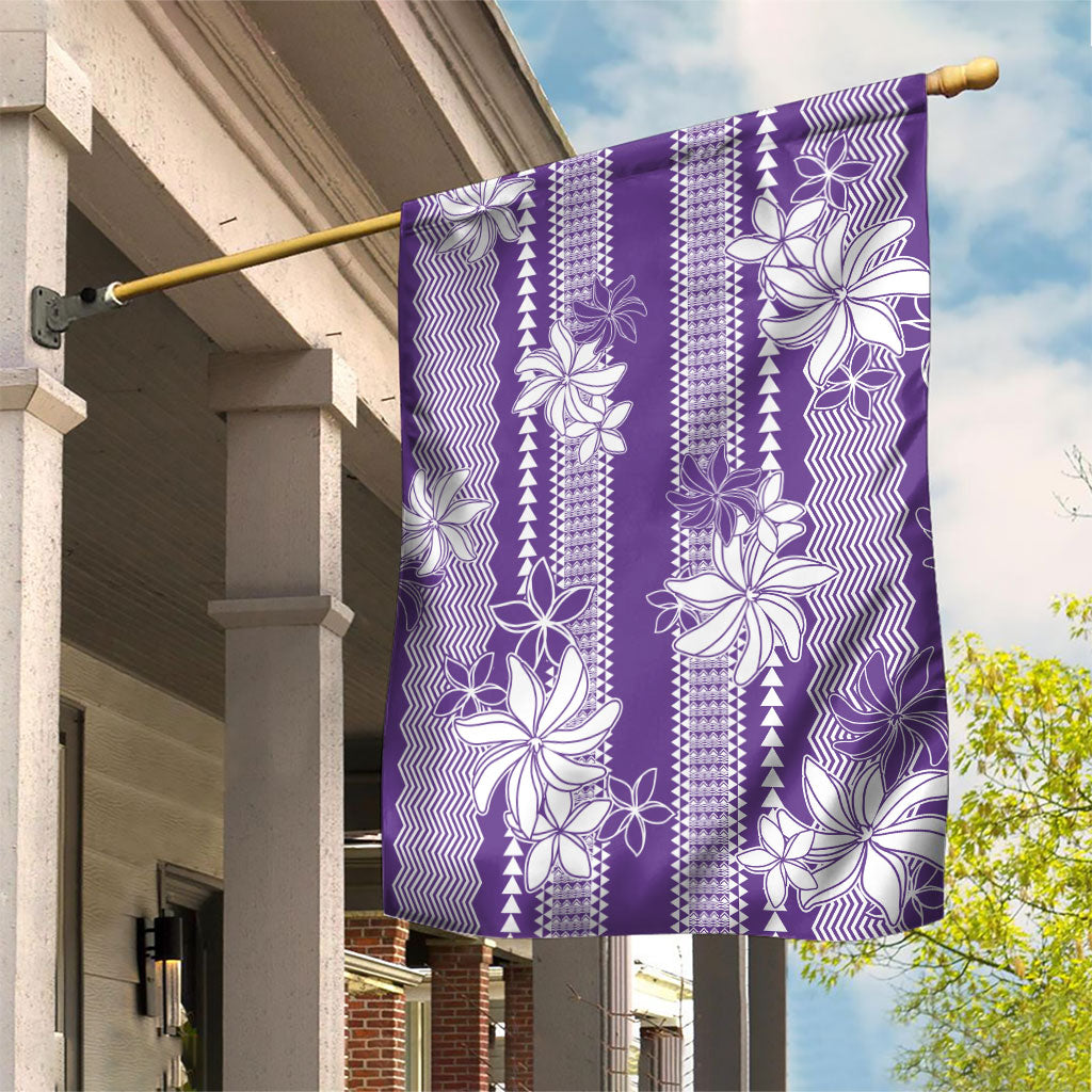 Hawaii Kakau Tribal Garden Flag With Purple Tiare LT05 House Flag Purple - Polynesian Pride