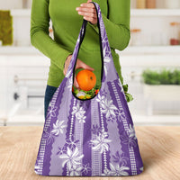 Hawaii Kakau Tribal Grocery Bag With Purple Tiare