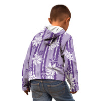 Hawaii Kakau Tribal Kid Hoodie With Purple Tiare