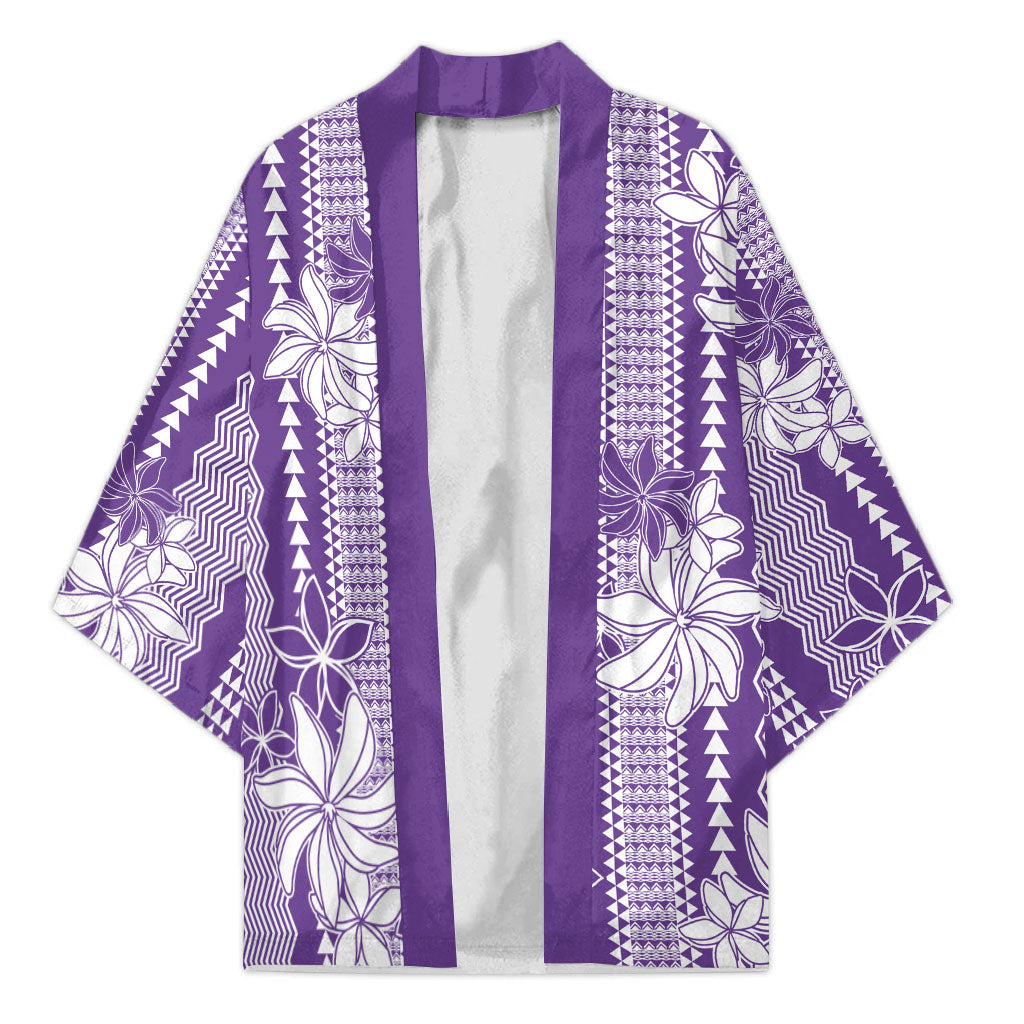 Hawaii Kakau Tribal Kimono With Purple Tiare