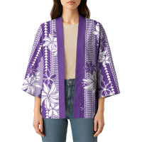 Hawaii Kakau Tribal Kimono With Purple Tiare