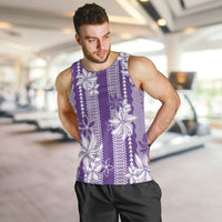 Hawaii Kakau Tribal Men Tank Top With Purple Tiare