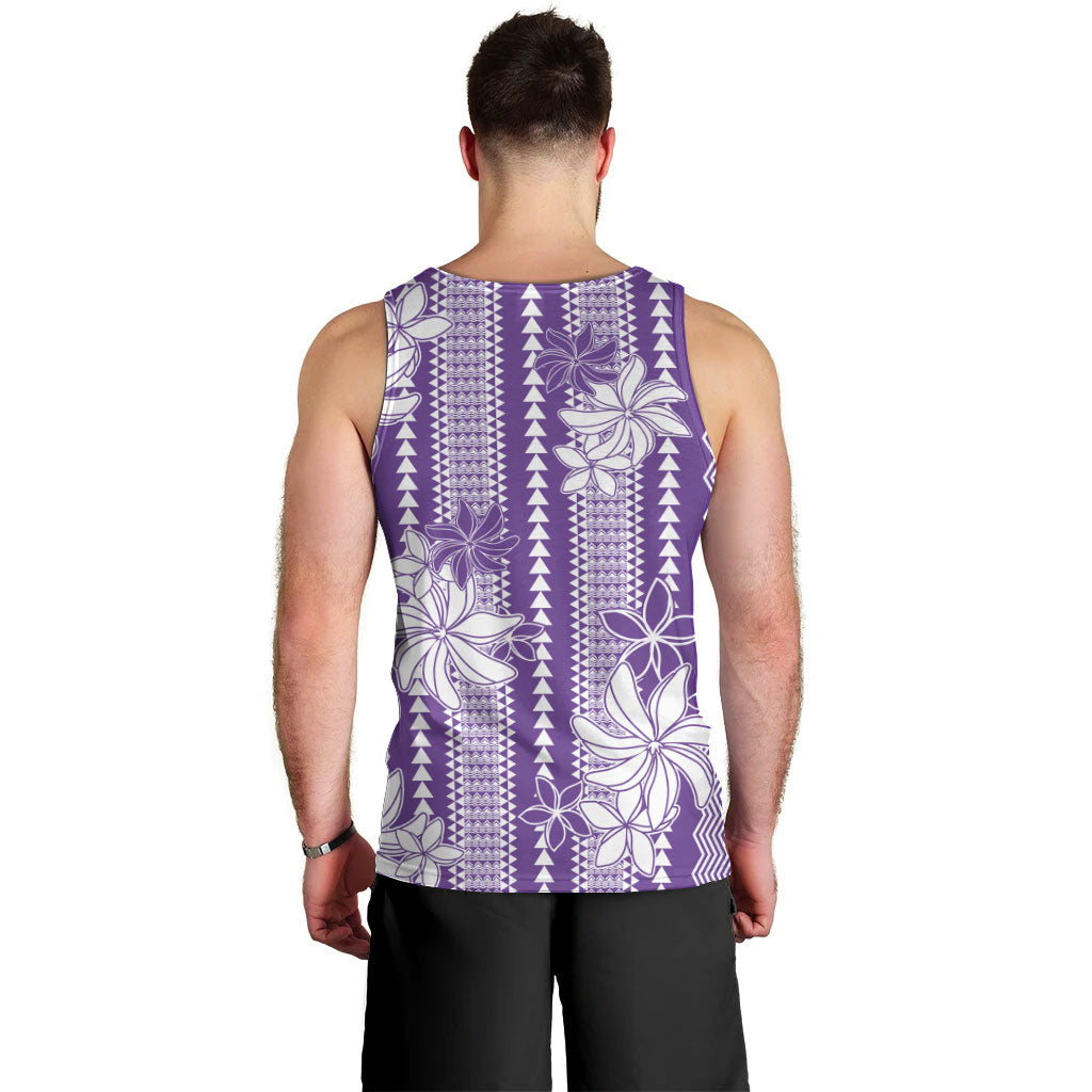 Hawaii Kakau Tribal Men Tank Top With Purple Tiare